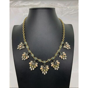 J.Crew Mixed Color Rhinestone Leaf Statement Necklace | NWOT | 18"